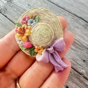 Vintage Jewelry Floral Sunhat Brooch Pin Hat Brooch